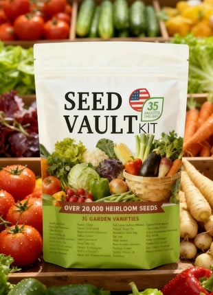 Open Seed Vault 20,000 Non-GMO Heirloom Vegetable Seeds - 35 Variety Pack for Gardening, Survival Gear, and Seed Vault Emergency Supplies Kit