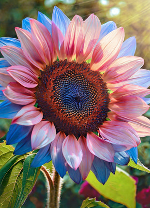 Twin-Blossom Blue Over Pink Sunflower Seeds